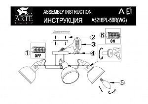 Потолочная люстра Arte Lamp Martin A5216PL-5BR