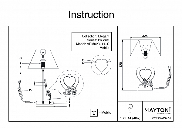 Настольная лампа с человечками Bouquet ARM023-11-S Maytoni