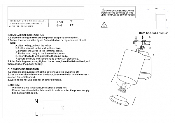 Светильник спот Crystal Lux Clt 133 CLT 133C1