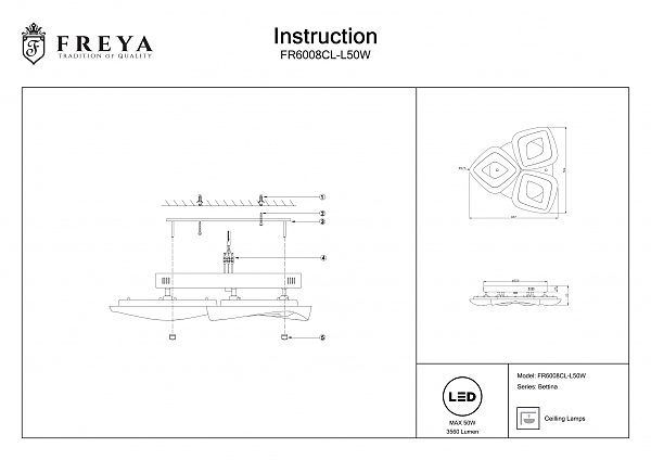 Потолочная светодиодная люстра Bettina Freya FR6008CL-L50W