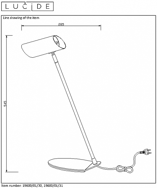 Настольная лампа Lucide Hester 19600/01/31