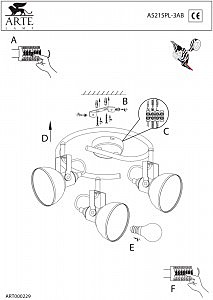 Светильник спот Arte Lamp MARTIN A5215PL-3AB