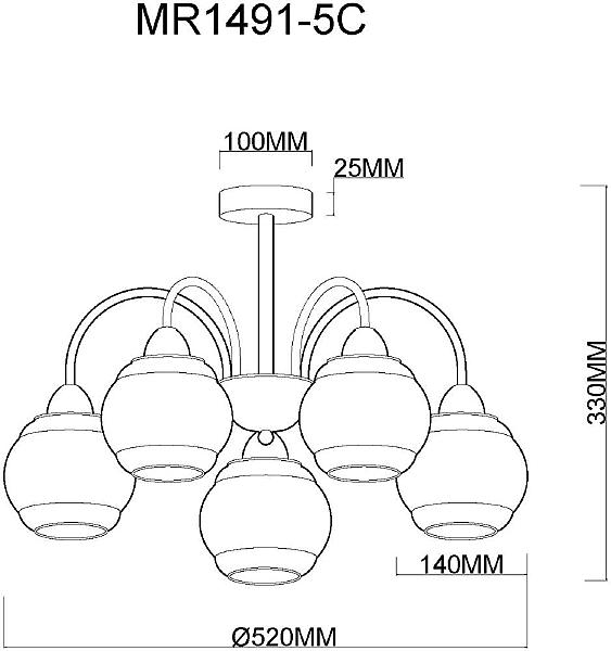 Потолочная люстра MyFar Kris MR1491-5C