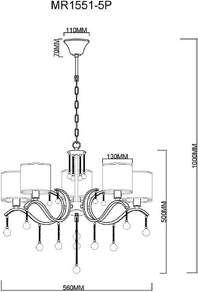 Подвесная люстра MyFar Dante MR1551-5P