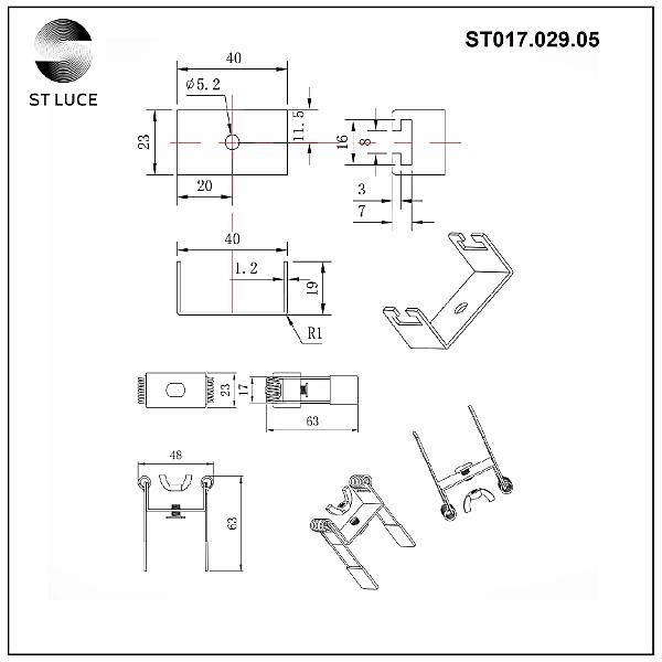 Монтажная скоба для ST017.129.05 ST Luce Светодиодные Ленты ST017.029.05