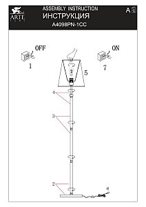 Торшер Arte Lamp Kensington A4098PN-1CC