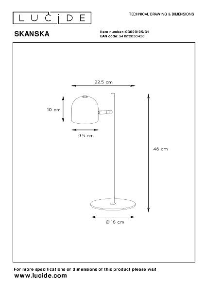 Настольная лампа Lucide Skanska 03603/05/31