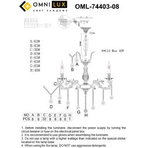 Подвесная хрустальная люстра Taranto Omnilux OML-74403-08