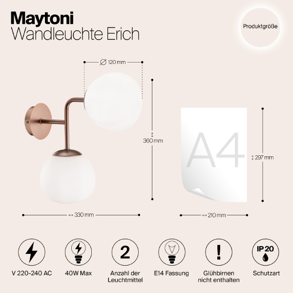 Настенное бра Maytoni Erich MOD221-WL-02-G