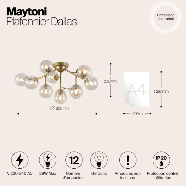 Потолочная люстра Maytoni Dallas MOD545PL-12G