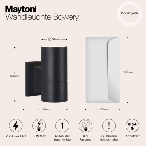 Уличный настенный светильник Maytoni Bowery O574WL-01B