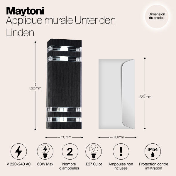 Уличный настенный светильник Maytoni Unter den Linden O578WL-02B