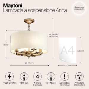 Подвесная люстра Maytoni Anna H007PL-04G