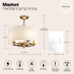 Подвесная люстра Maytoni Anna H007PL-04G