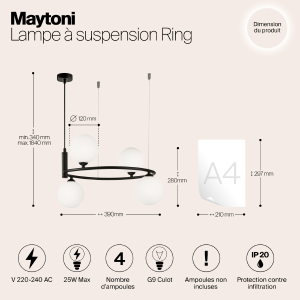 Светильник подвесной Maytoni Ring MOD013PL-04B