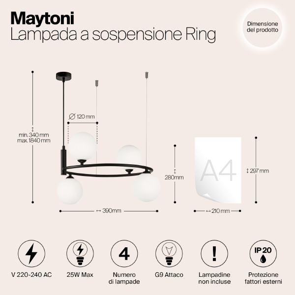 Светильник подвесной Maytoni Ring MOD013PL-04B