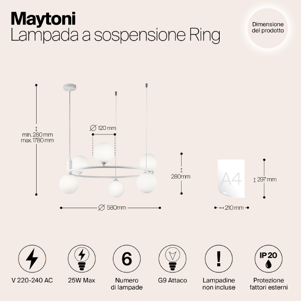 Подвесная люстра Maytoni Ring MOD013PL-06W