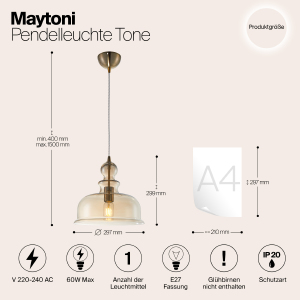 Светильник подвесной Maytoni Tone P001PL-01BZ