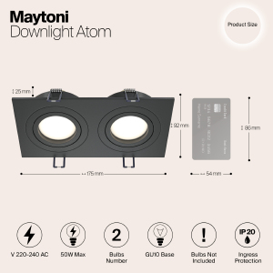 Встраиваемый светильник Maytoni Atom DL024-2-02B