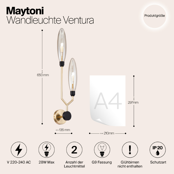 Настенное бра Maytoni Ventura MOD012WL-02G