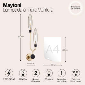 Настенное бра Maytoni Ventura MOD012WL-02G