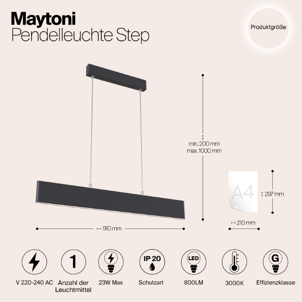 Светильник подвесной Maytoni Step P010PL-L23B