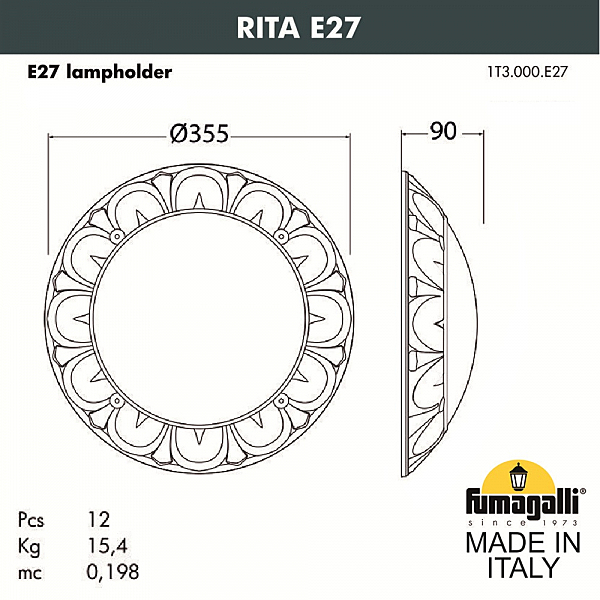 Уличный настенный светильник Fumagalli Rita 1T3.000.000.VYE27