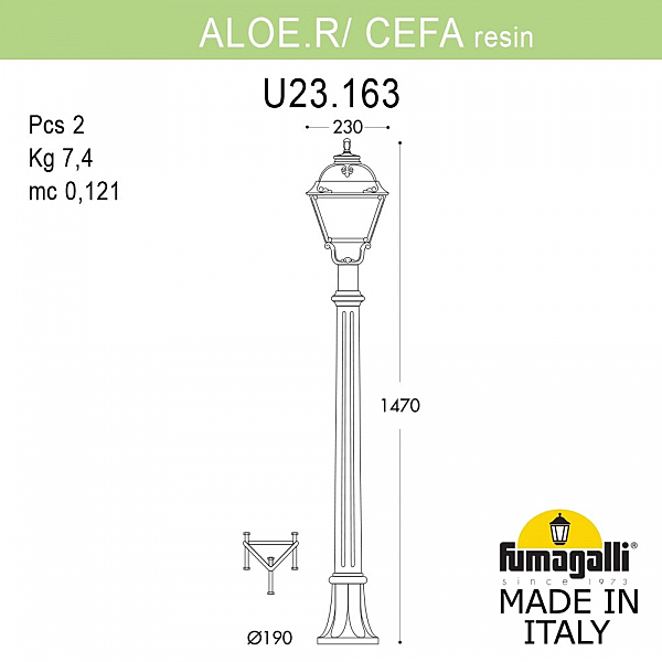 Уличный наземный светильник Fumagalli Cefa U23.163.000.WYF1R