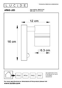 Уличный настенный светильник Lucide Arne-Led 14866/05/12