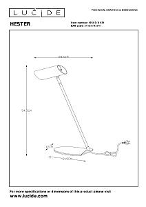 Настольная лампа Lucide Hester 19600/01/31