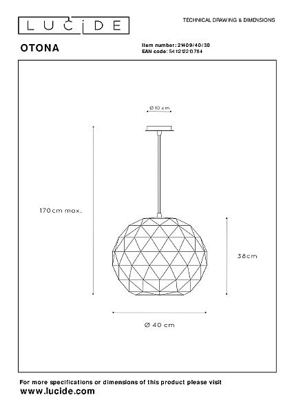 Светильник подвесной Lucide Otona 21409/40/30