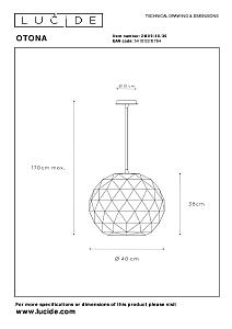 Светильник подвесной Lucide Otona 21409/40/30