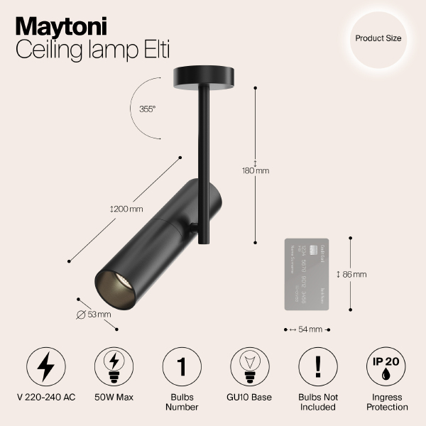 Светильник потолочный Maytoni Elti C020CL-01B