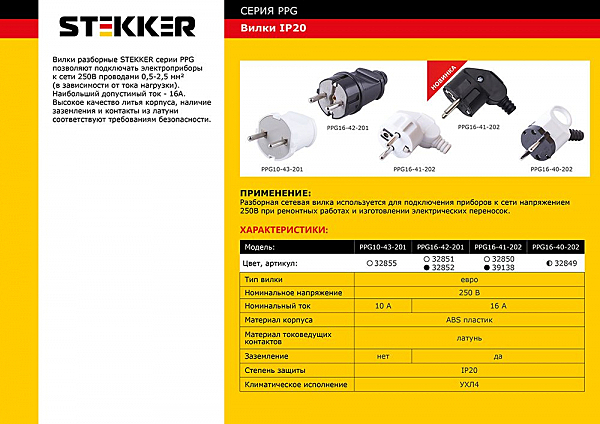 Вилка Stekker PPG10 32855