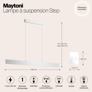 Светильник подвесной Maytoni Step P010PL-L30W4K