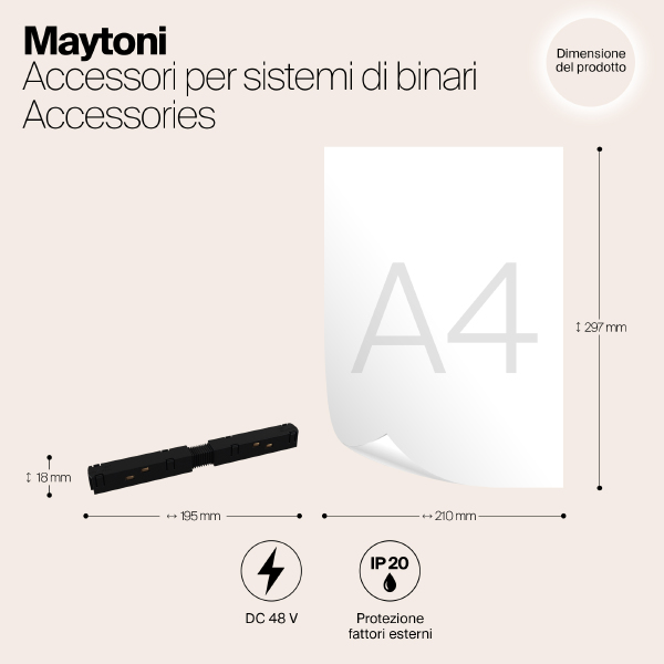 Прямой коннектор питания Maytoni Accessories for tracks TRA004PC-22B