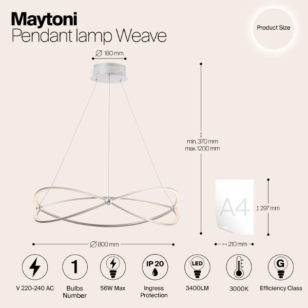 Подвесная люстра Maytoni Weave MOD062PL-L56CH3K