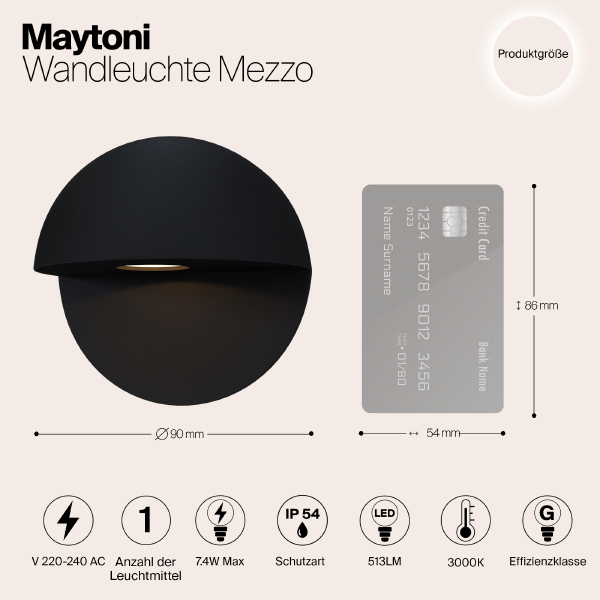Уличный LED настенный светильник Maytoni Mezzo O033WL-L7B3K