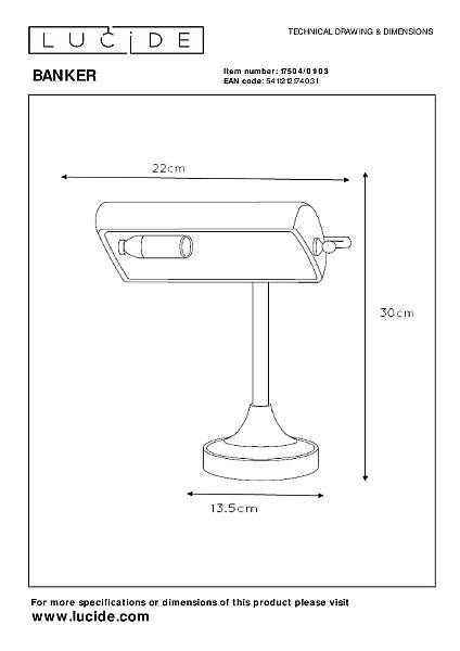 Настольная лампа Lucide Banker 17504/01/03