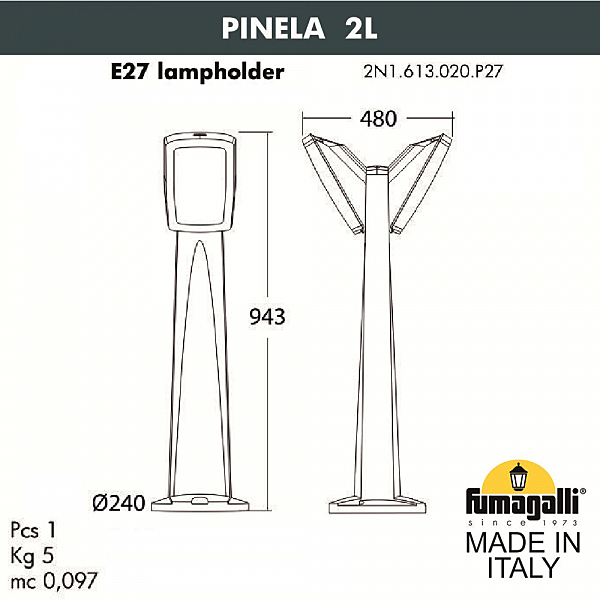 Уличный наземный светильник Fumagalli Germana 2N1.613.020.LYF1R