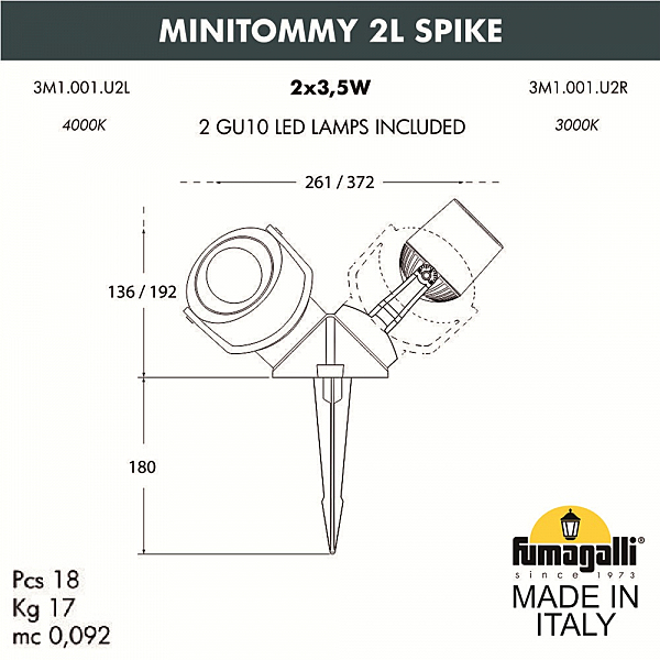 Грунтовый светильник Fumagalli Minitommy 3M1.001.000.WXU2L