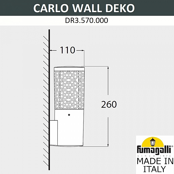 Уличный настенный светильник Fumagalli Carlo Deco DR3.570.000.WXU1L