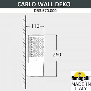 Уличный настенный светильник Fumagalli Carlo Deco DR3.570.000.WXU1L