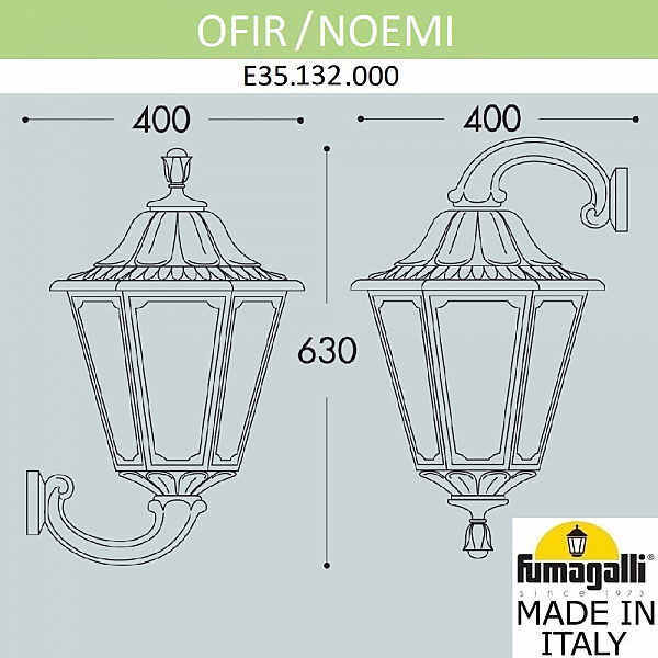 Уличный настенный светильник Fumagalli Noemi E35.132.000.AYH27