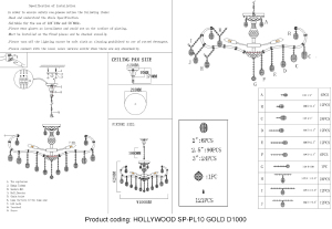 Подвесная люстра Crystal Lux HOLLYWOOD SP-PL10 GOLD D1000