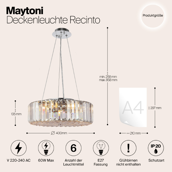 Подвесная люстра Maytoni Recinto MOD080CL-06CH