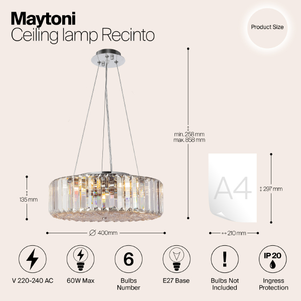 Подвесная люстра Maytoni Recinto MOD080CL-06CH