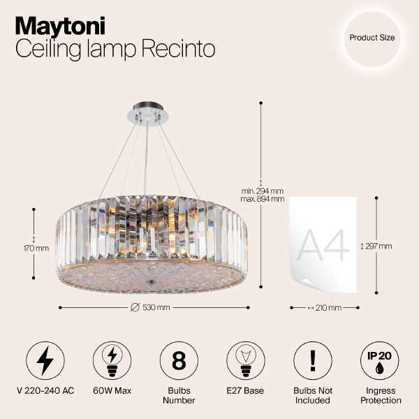 Подвесная люстра Maytoni Recinto MOD080CL-08CH