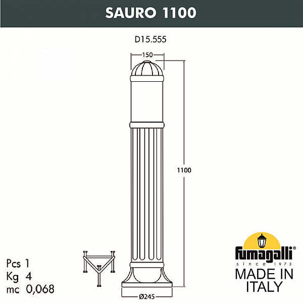 Уличный наземный светильник Fumagalli Sauro D15.555.000.LYF1R