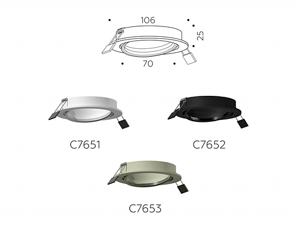 Корпус светильника встраиваемый поворотный для насадок D70mm Ambrella Diy Spot C7653